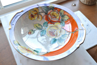 Antique Art Deco Noritake Hand-Painted Lusterware Serving Bowl – "Cherry Blossom" Mark (c. 1924-1940s)