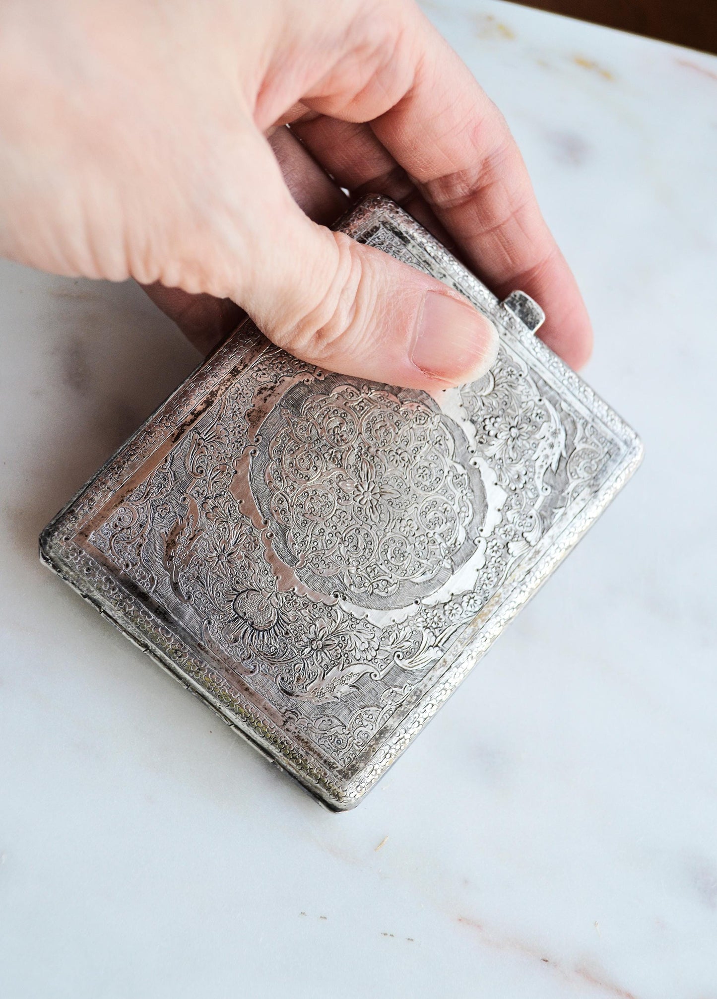 Antique Victorian Solid Silver Card Case/Wallet – Engraved Birds & Florals