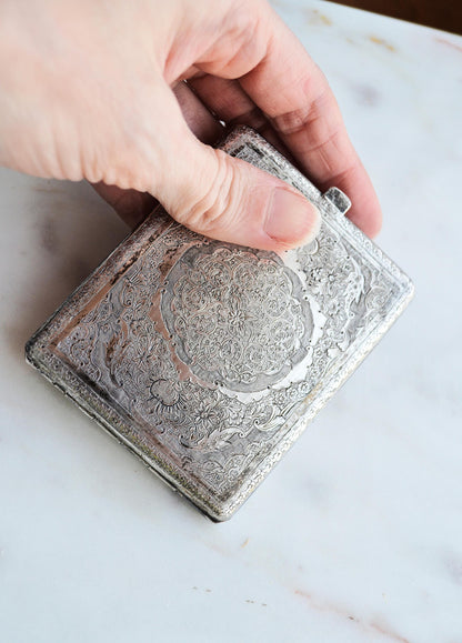 Antique Victorian Solid Silver Card Case/Wallet – Engraved Birds & Florals