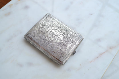 Antique Victorian Solid Silver Card Case/Wallet – Engraved Birds & Florals