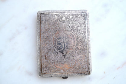 Antique Victorian Solid Silver Card Case/Wallet – Engraved Birds & Florals