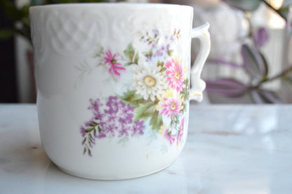 Antique Floral Munich Germany Munchner Kindl Porcelain Coffee Mug with Raised Embossing Detail