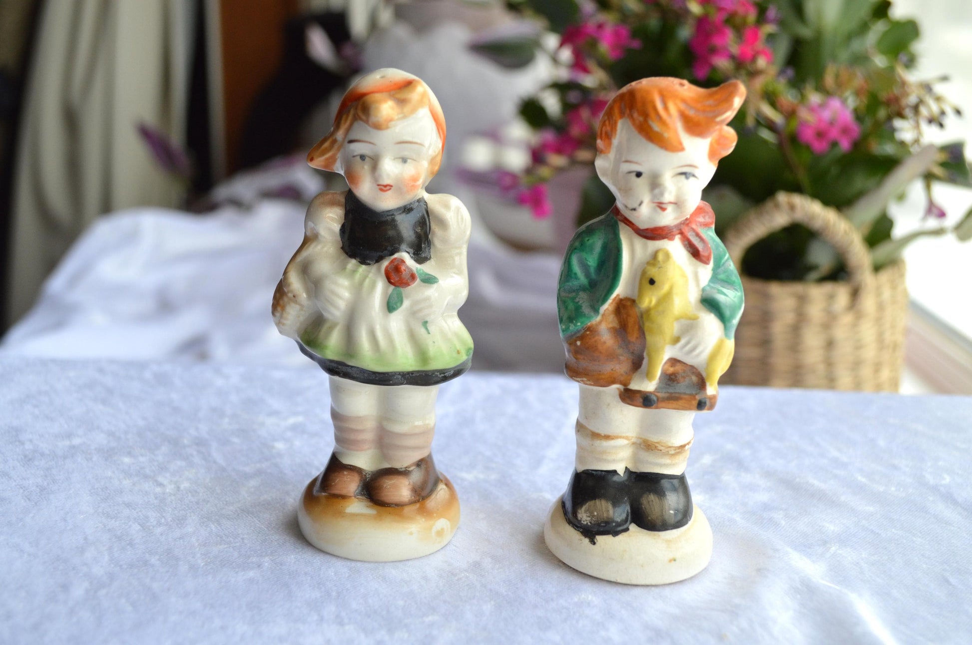 MCM Hummel Style Dutch Boy and Girl Salt and Pepper Shaker Set