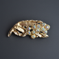 Vintage Mid-Century Floral Brooch Featuring Aurora Borealis Rhinestones